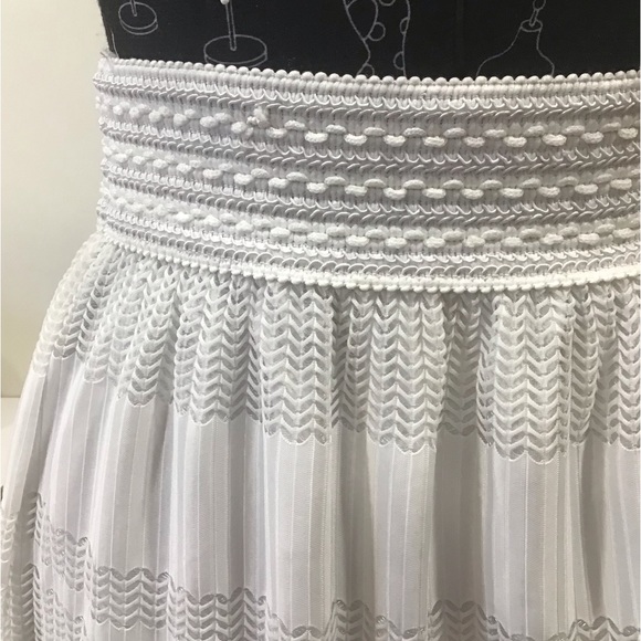 White Adiva Midi Chevron Lace Skirt - Picture 2 of 9